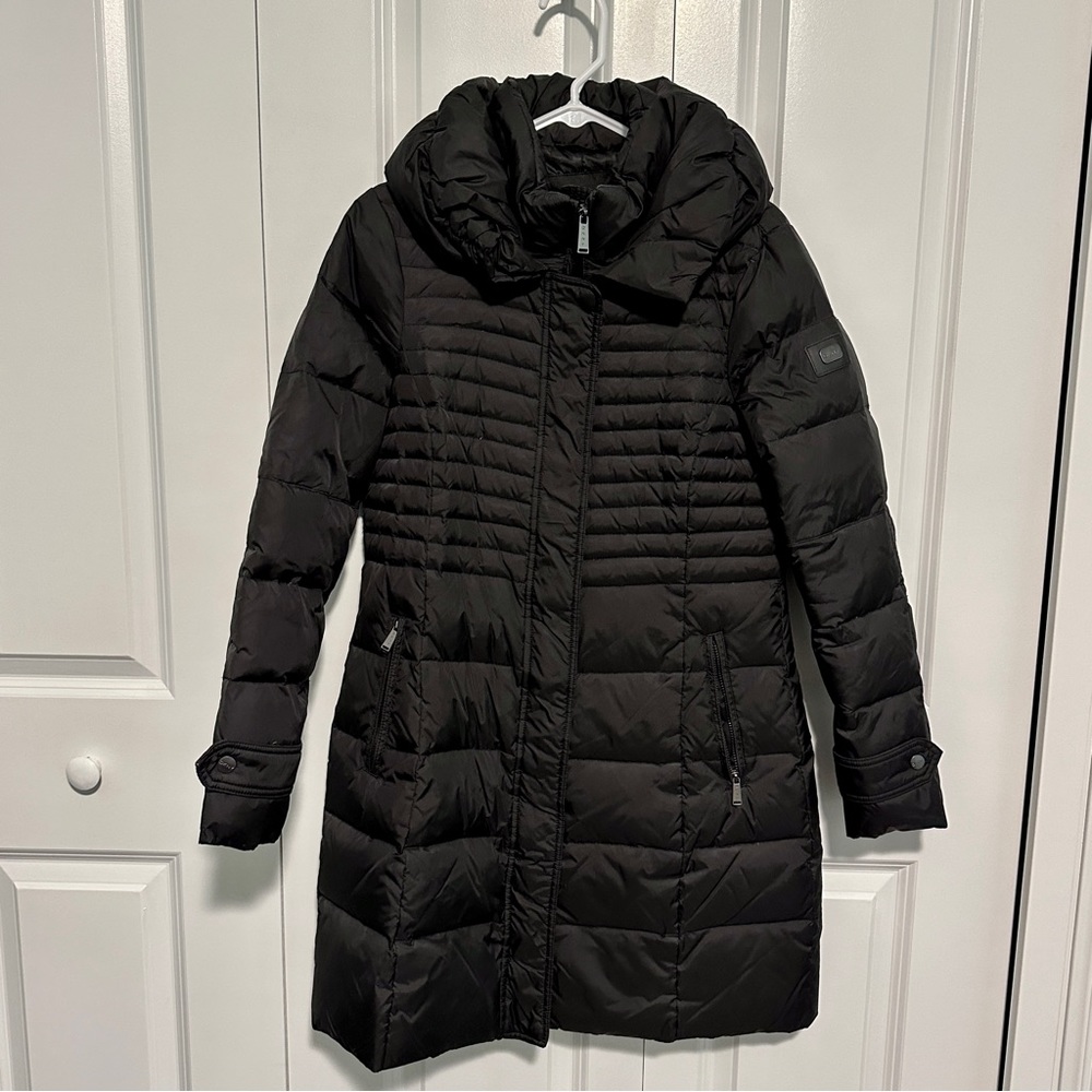 DKNY Sport Long-Line Premium Down Jacket Black Puffer